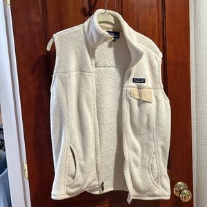Patagonia white fleece zip up vest